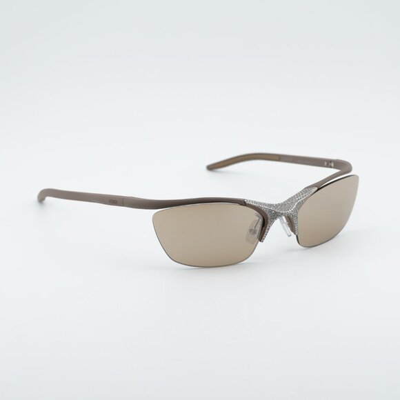 Fendi FE40176U 46G Sunglasses Beige Rimless Cat Eye Frame, Brown Lenses main image 8